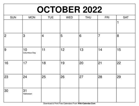 printable october  calendars wiki calendar