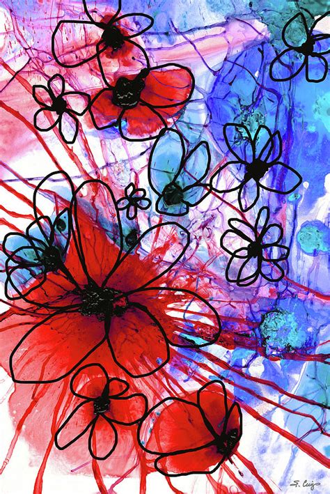 Bold Modern Floral Art Wild Flowers 3 Sharon Cummings Painting By