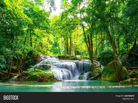 Waterfall Emerald Blue Image And Photo Free Trial Bigstock