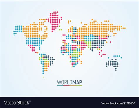 Simple Colorful World Map On White Background Vector Image