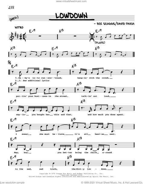 Lowdown Sheet Music Real Book With Lyrics Pdf