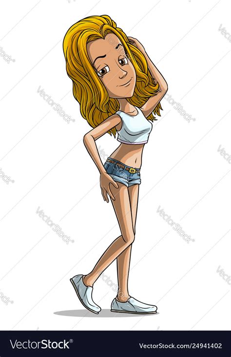 Cartoon Blonde Sexy Girl Character Royalty Free Vector Image