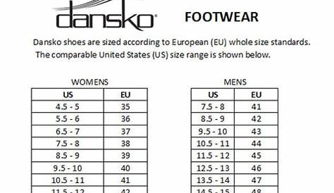 Dansko Size Chart – Heritage Goods and Supply