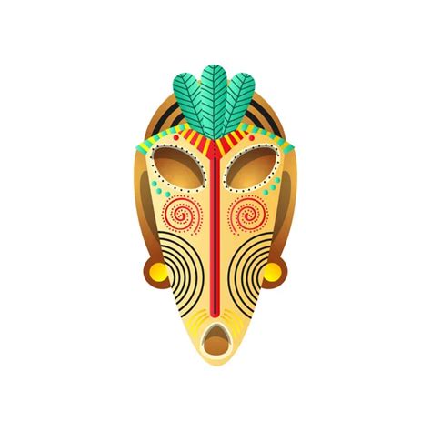 Cute Colorful Ritual African Mask With Red Green Yellow Color Stock Vector Image By ©greenpic