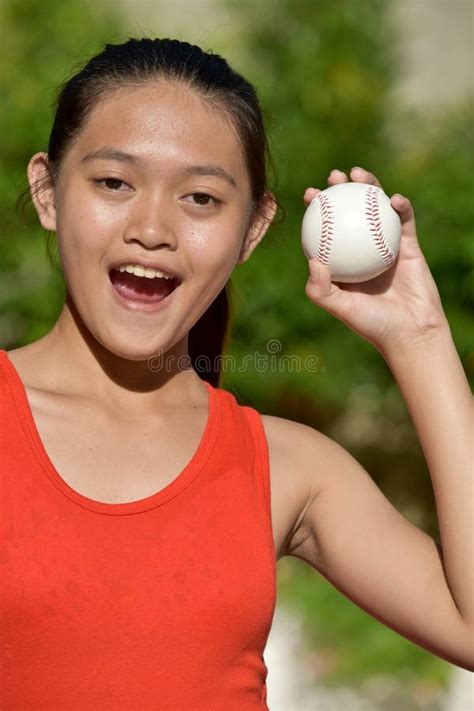 Fit Filipina Athlete And Happiness With Baseball Stock Image Image Of Slim Joyful 159212571