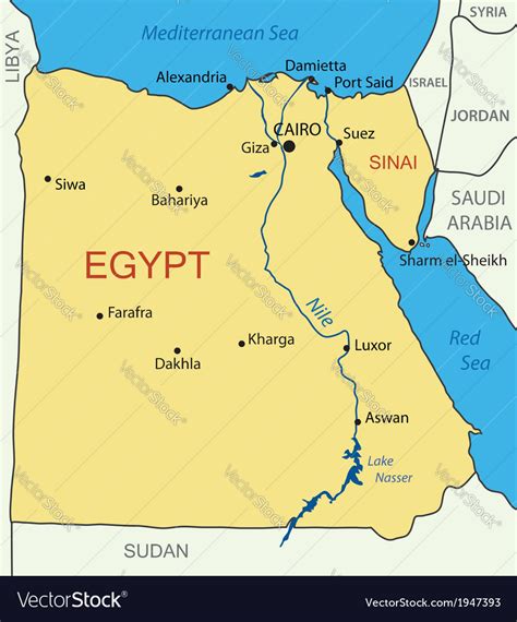 Arab Republic Egypt Map Royalty Free Vector Image