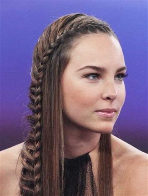 Straight Side Braids With Bangs Hairstyle