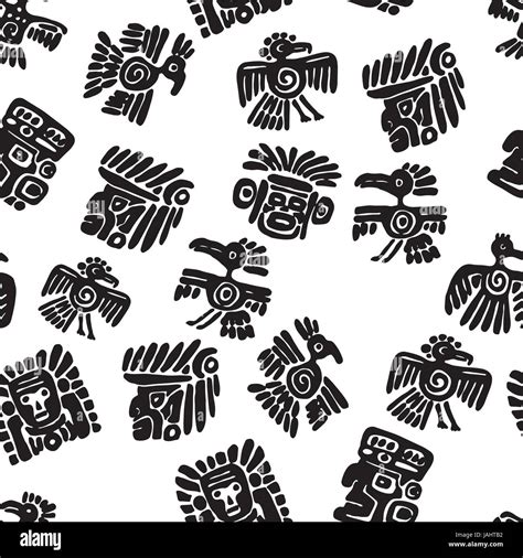 Seamless Vector Maya Pattern Black And White Ethnic Elements Tribal