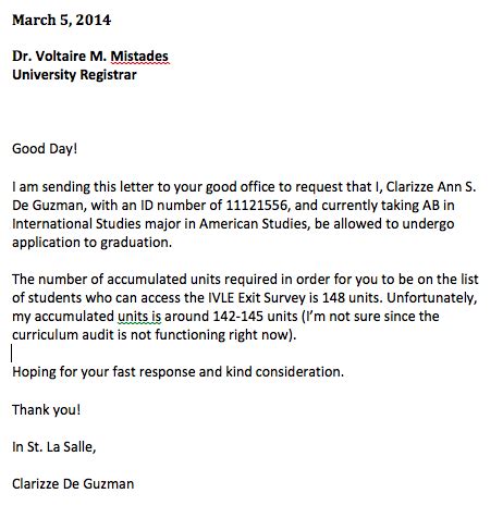 My current writing projects include a version of this letter that can be sent to deans from students, university officials, and alumni. hello! i need to write a letter to the registrar and it will take time for the v. dean to sign ...