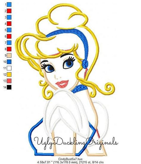 Cinderella Applique Design Princess Machine Embroidery Digital Etsy