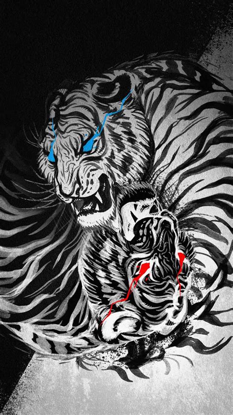 White Tiger Art Iphone Wallpapers