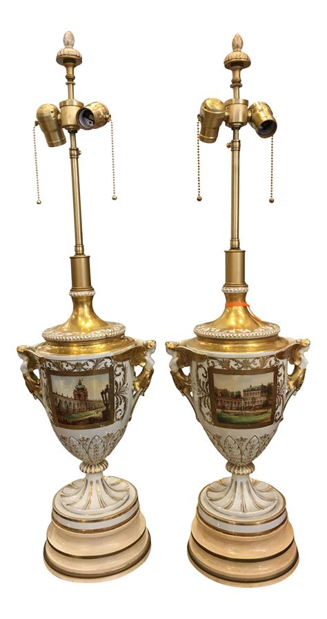 Antique Dresden German Porcelain Lamps - Carl Thieme Potschappel | Chairish