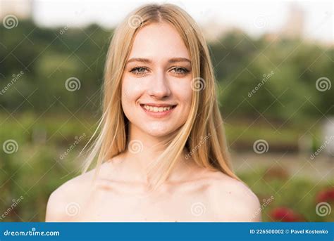 Portrait Of A Young And Attractive Caucasian Blonde Girl Good Looking