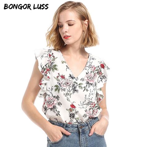 Bongor Luss V Neck Butterfly Sleeve Summer Tops Women Blouses Fashion