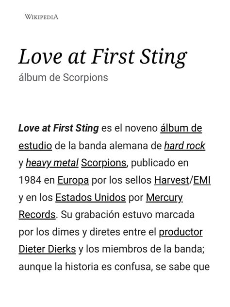 Love At First Sting Wikipedia La Enciclopedia Libre Pdf