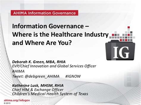 Webinar Information Governance Where Is The Healthcare Industry An