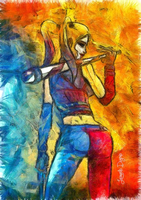 Harley Quinn Spicy Pencil Style Painting By Leonardo Digenio