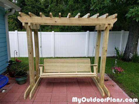 Diy pergola swing set from only from scratch DIY Arbor with Swing | MyOutdoorPlans | Free Woodworking ...
