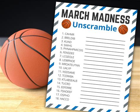 March Madness Unscramble Game Printable March Madness Game Etsy
