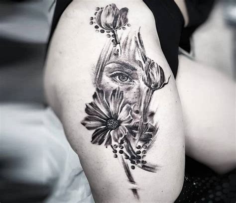 Girl Face With Flowers Tattoo By Ilaria Tattoo Art Photo 26294