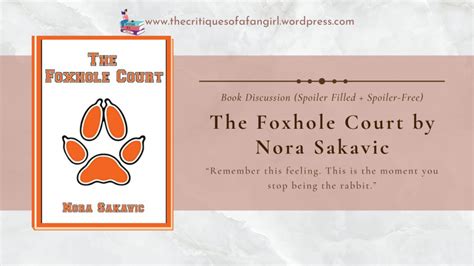 the foxhole court by nora sakavic book discussion a great start foxholealong the critiques