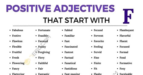 127 Positive Adjectives That Start With F In English 7ESL