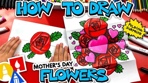 How To Draw Mothers Day Flowers Folding Surprise Youtube