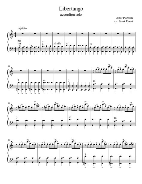 Libertango Accordion Solo Sheet Music For Accordion Solo