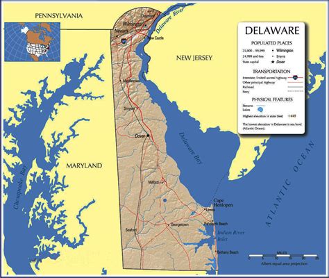 Delaware Tourist Map Delaware Mappery