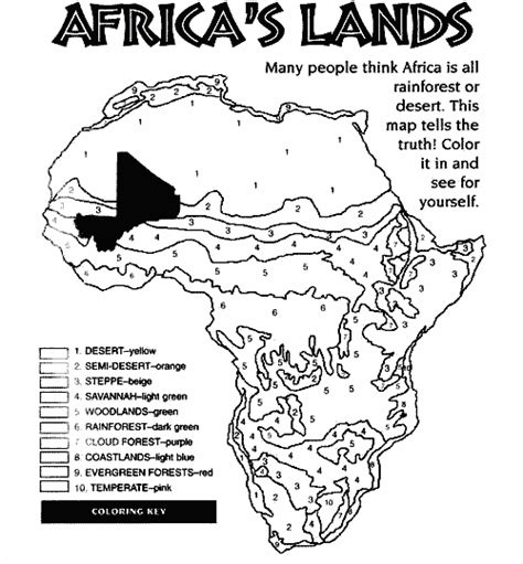 Africa coloring page color african continent classical. Africa's lands color page afrika | Social studies middle ...