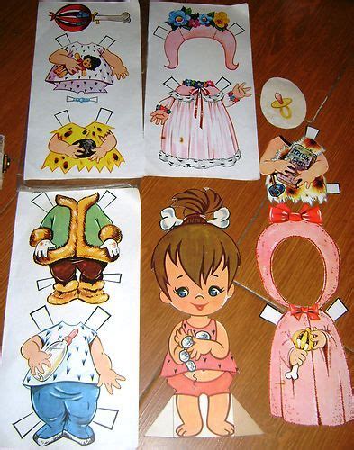 1963 Hanna Barbera Pebbles Flintstone Paper Doll Origami Paper Art