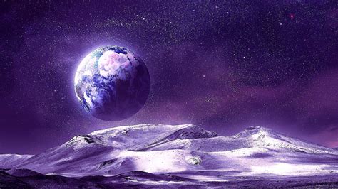Alien Landscape Fantasy Art Starry Sky Earth Earthlike 1080p