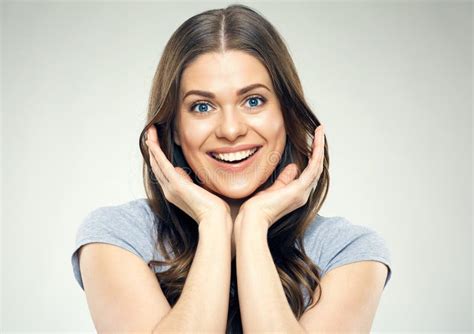 Happy Emotion Face Portrait Of Young Woman Stock Photo Image Of