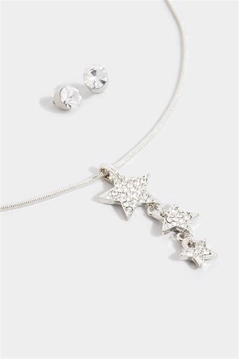 Silver Stars Diamante Jewellery Set Yours Clothing