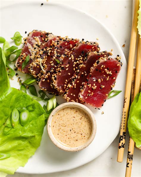 Seared Ahi Tuna With Toasted Sesame Dressing Lindsey Eats