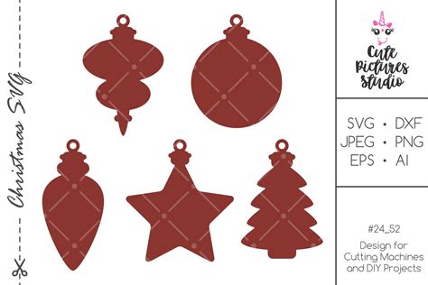 Christmas Ornaments Svg Bundle Dxf Png Papercut File 385624 Svgs