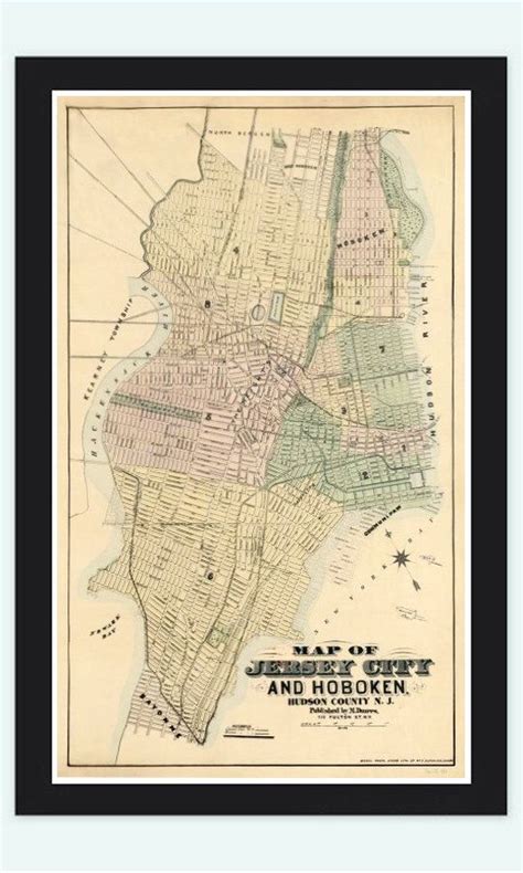 Old Map Of Jersey City And Hoboken Hudson County 1882 Jersey City