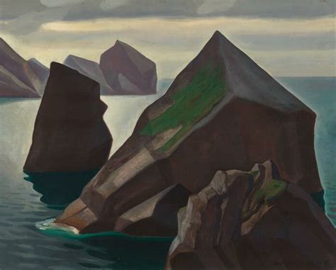 Rockwell Kent Puffin Rock Ireland 19261927 Oil On Wood Overall