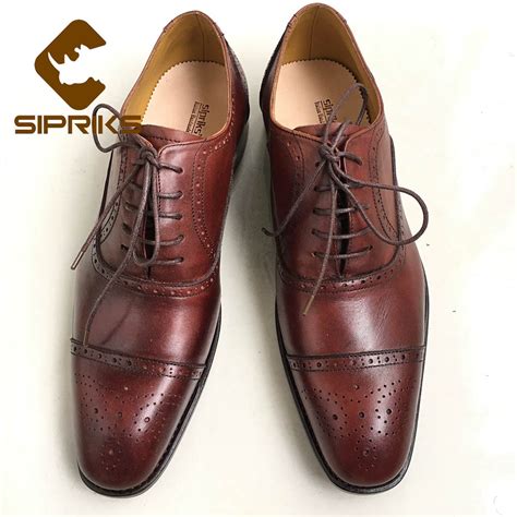 Sipriks Italian Bespoke Goodyear Welted Shoes Mens Brogue Oxford Dress