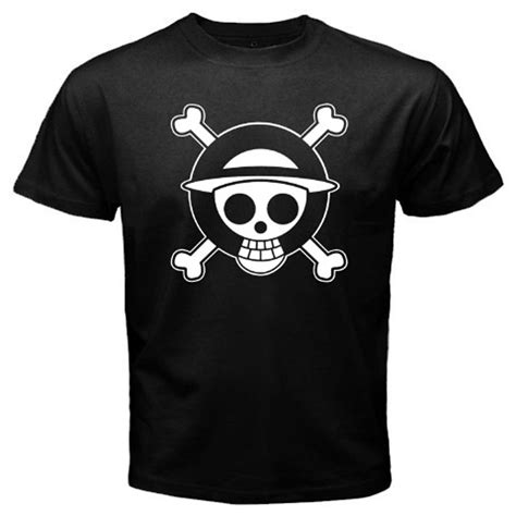 New One Piece Pirates Skull Logo Luffy Anime Mens Black T Shirt Size S