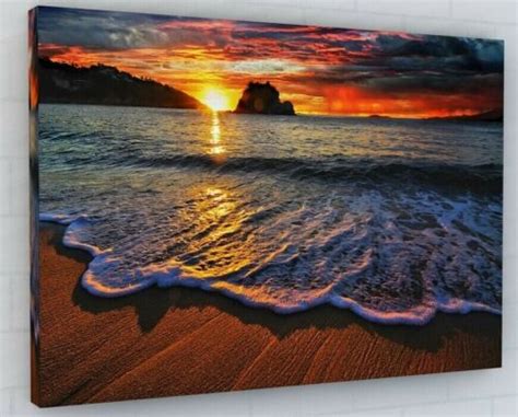 Sunset Beach Scene Canvas Picture Print Wall Art Ebay