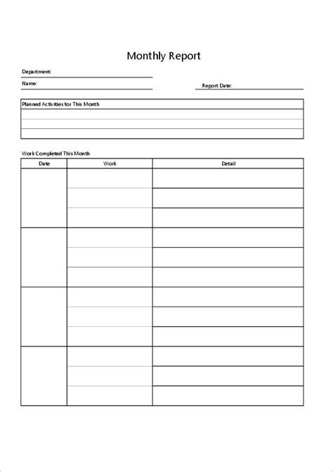 Monthly Report Templates Excel Free Download