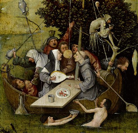 The bottom third of the panel belongs to yale university art gallery and is exhib. Hieronymus Bosch, Das Narrenschiff - The Ship of Fools, De ...