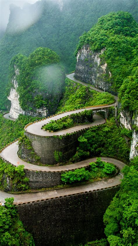 The Winding Road Of Tianmen Mountain National Park