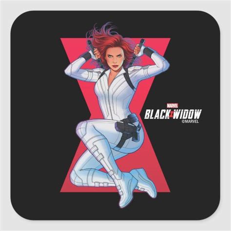 Black Widow White Suit Illustration On Hourglass Square Sticker