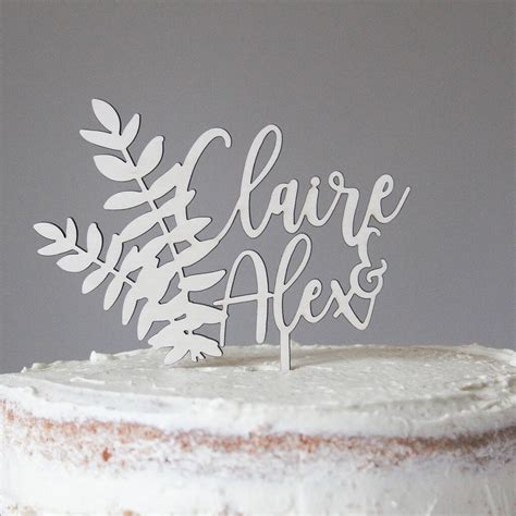 Personalised Botanical Wooden Wedding Cake Topper By Fira Studio