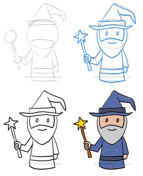 How To Draw A Wizard Clip Art Holding A Cute Magical Stick Wizard