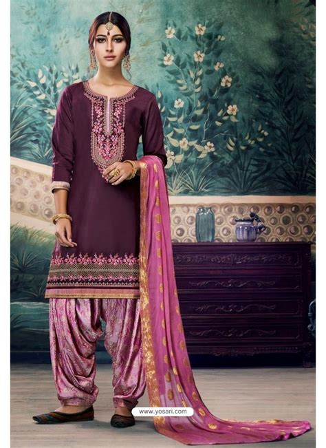 Buy Deep Wine Embroidered Punjabi Patiala Suits Punjabi Patiala Suits