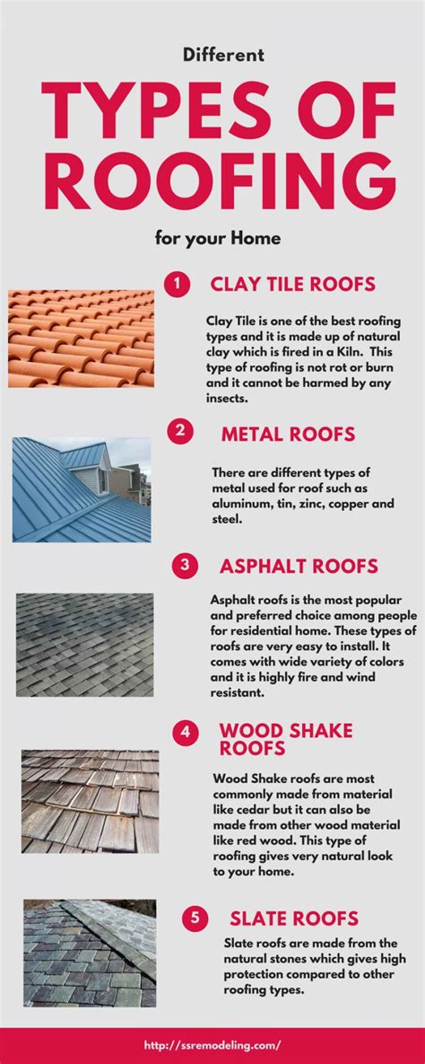 Different Types Of Roofing For Your Home Infographics Roofing Cool