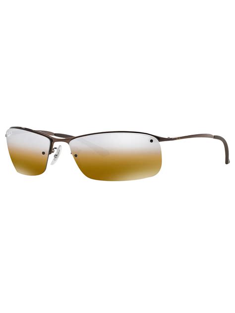 Ray Ban Rb3183 Polarised Rectangular Sunglasses Brownmirror Yellow At